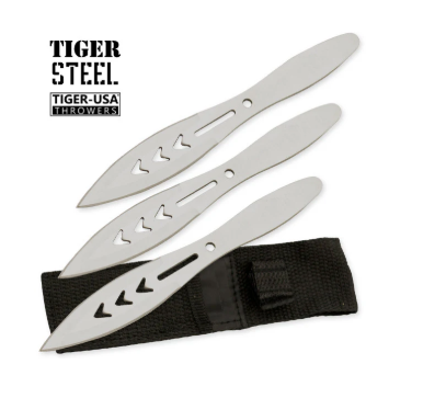 3 PC Silver 440 Stainless Steel Thrower Set by Tiger-USA