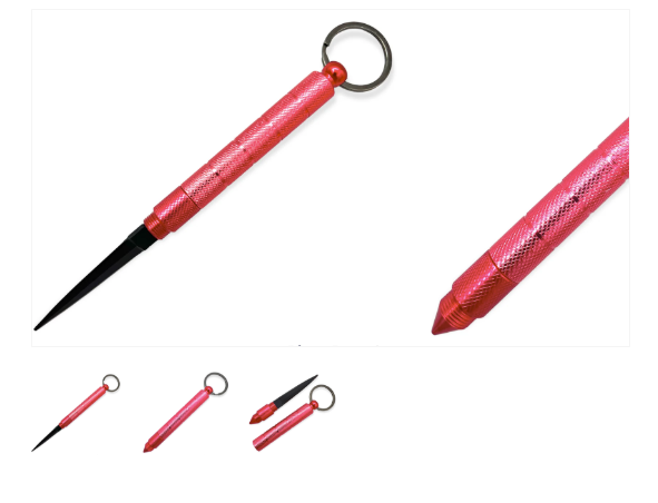 Kubotan Keychain Hidden Knife - Salmon