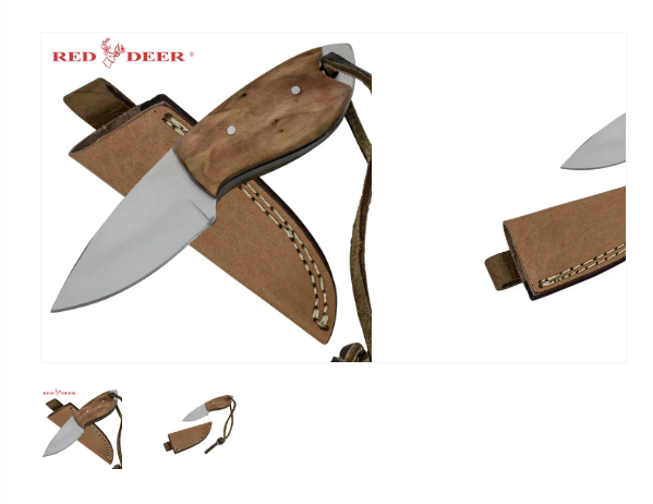 Red Deer Mini Skinner Full Tang Pakka Wood Handle 440 Stainless Steel Genuine Leather Sheath