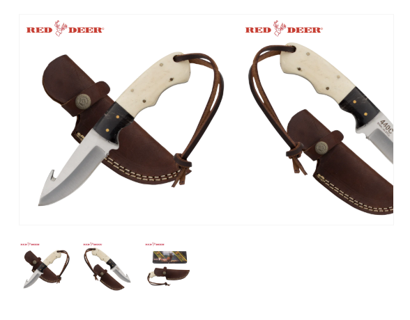 Red Deer® Full Tang Gut Hook 7 Inch Bone and Horn Hunting Knife
